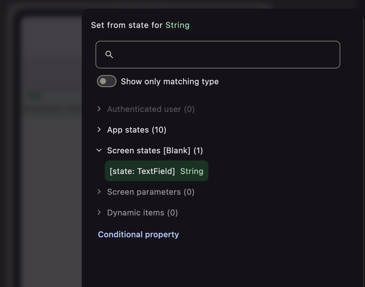 Companion state in state dialog