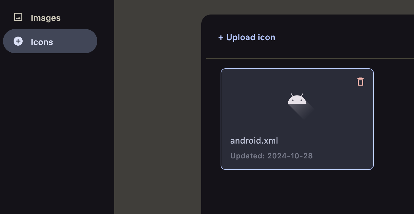 Upload custom icon